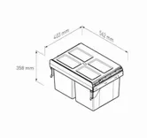 Cos gunoi Practi Eco 600 2x27 litri, montaj pe usa, soft-close, incorporabil, antracit