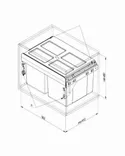 Cos gunoi Practi Eco 600 2x27 litri, montaj pe usa, soft-close, incorporabil, antracit